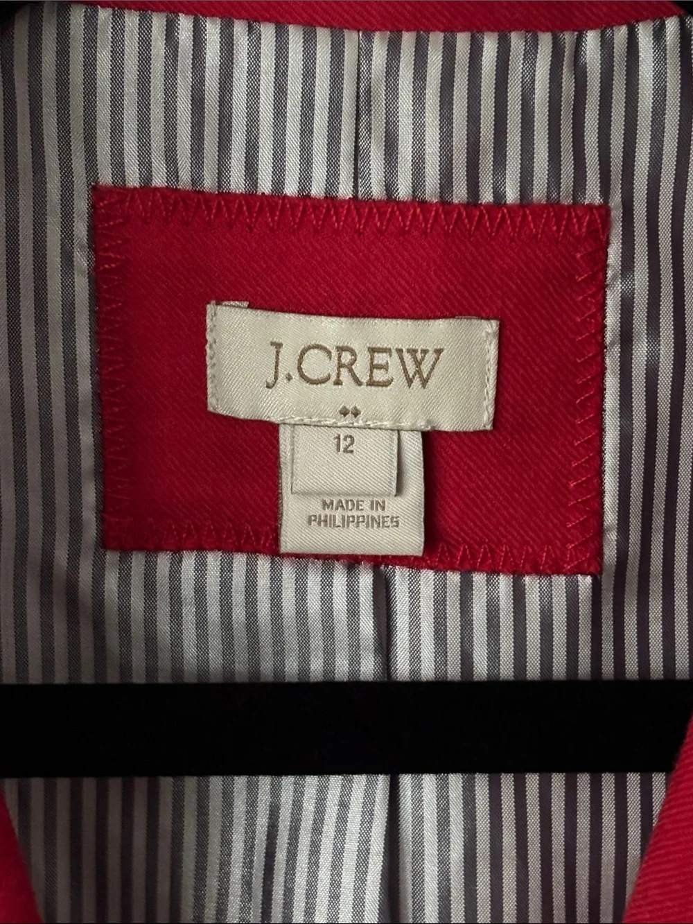 J.Crew Schoolboy Blazer Cherry Red Wool Blend Gold Crest Buttons Preppy size 12